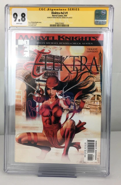 Elektra #v2 #1 MARVEL Comics CGC Signature Series Brian M Bendis Grade 9.8 White