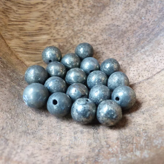 Pyrite perles rondes de 8 mm . Pierres Naturelles de Lithothérapie - 035