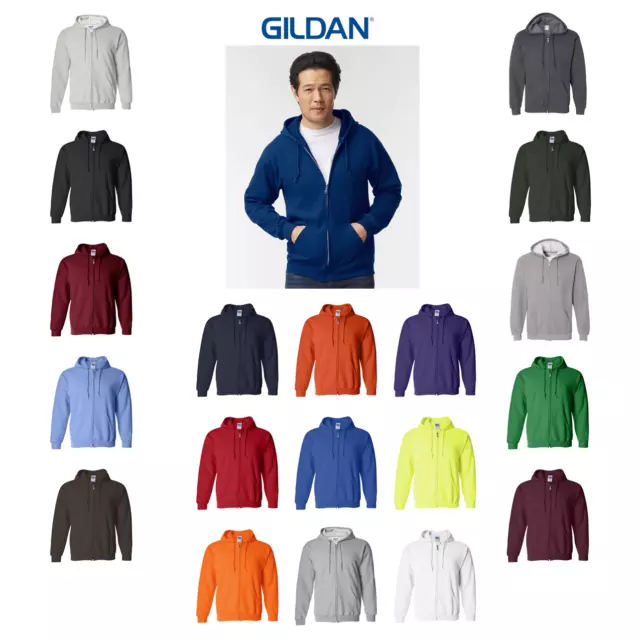Gildan 18600 Heavy Blend Full Zip-Up Mens Hoodie Sweatshirts Sizes S-5XL Hooded
