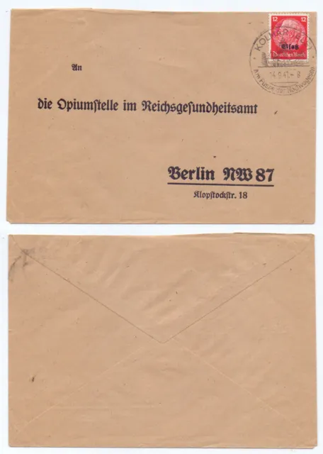 101204 - Elsaß Mi.Nr. 7, Sonderstempel Kolmar 14.9.1941 nach Berlin, Opiumstelle