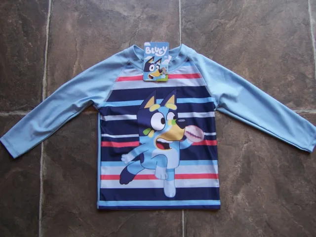 BNWT Boy's Bluey Long Sleeve Rashie Rash Vest Shirt Top Size 3