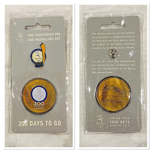 Sydney, 2000 Olympic Games countdown pin and medallion set 200 days to go￼