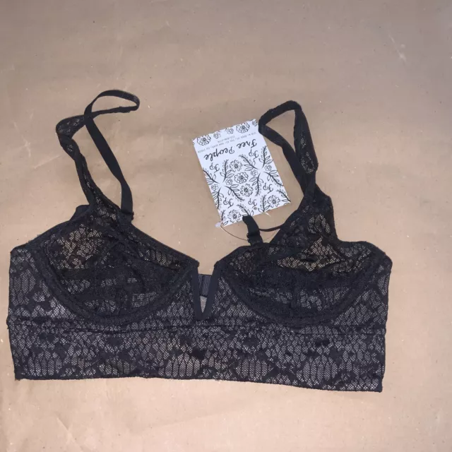 Free People Womens Cropped Bralette,black X-Small