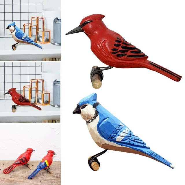 Oiseau Figurine Miniature Style Nordique Animal Fait À La Main Sculpture Sur