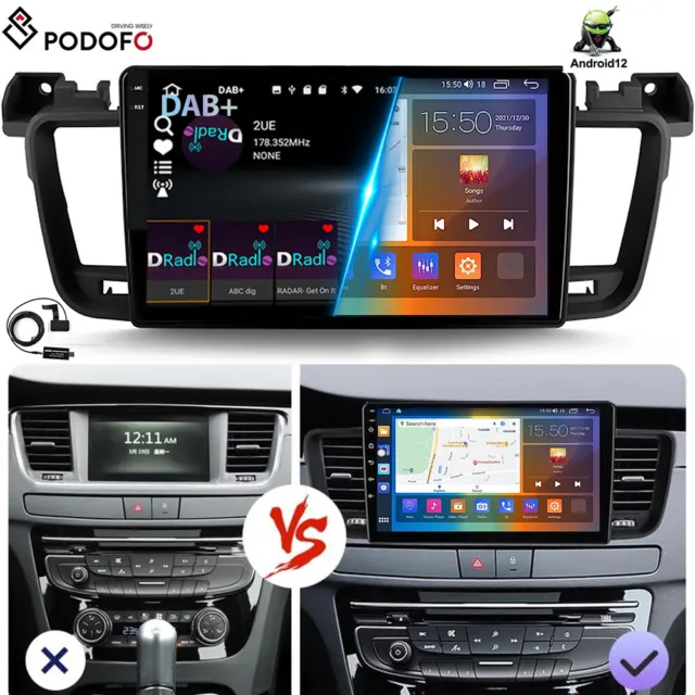 DAB+ ANDROID 12 Car Stereo Radio WiFi GPS Navi CarPlay For Peugeot 508 2011-2018  £169.99 - PicClick UK
