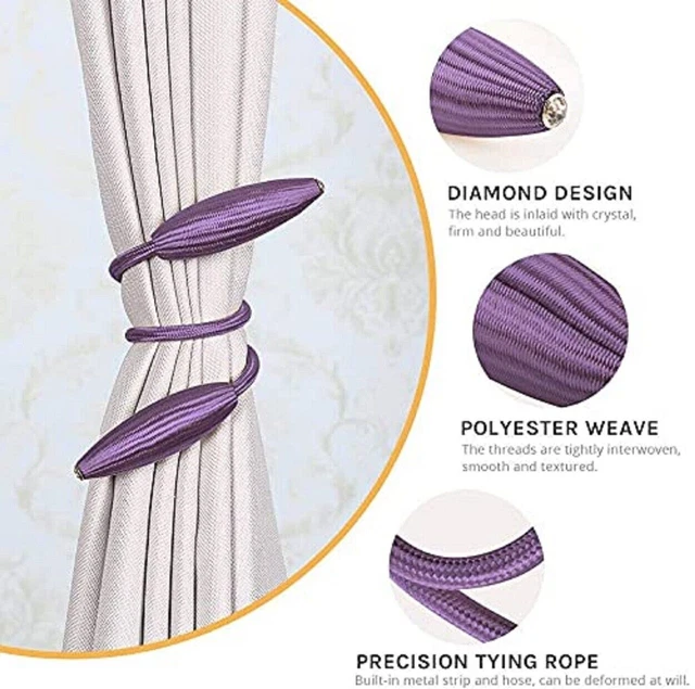 Beautiful Curtain Holder tieback color Purple for Home Decor Set of 2 3