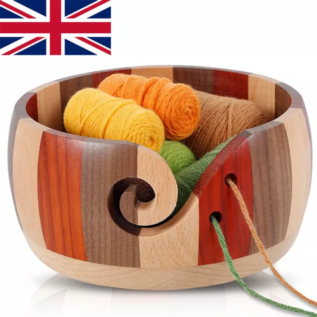 Wooden Yarn Bowl Hand Made Wool Storage For Knitting & Crochet Yarn Holder UK