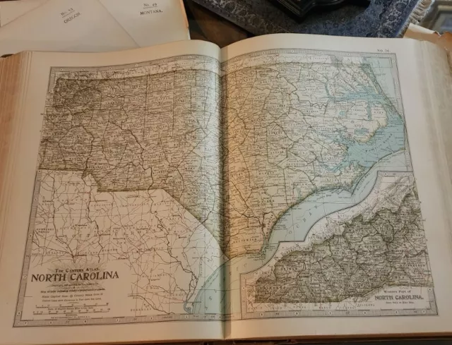 Century Atlas Map Plate #37 "South Carolina" Charleston 1911 Antique Old Sc