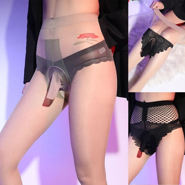 Men Pantyhose Socks Ultra-thin Comfortable Free Size Hollow Nylon See Through