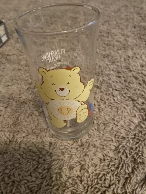 Vintage 1983 Care Bear Pizza Hut Collectors Drinking Glass FUNSHINE BEAR