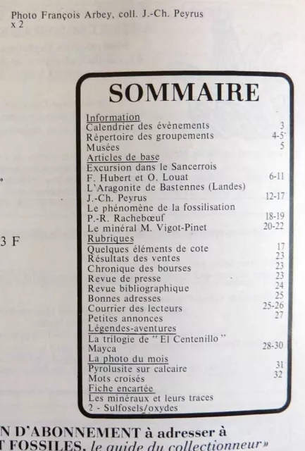 Minéralogie géologie REVUE MINERAUX ET FOSSILES N° 2 Le sancerrois - aragonite.. 2