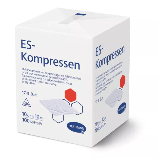 Hartmann ES-Kompressen 10 x 10 cm | unsterile Mullkompressen | 100 pro Packung