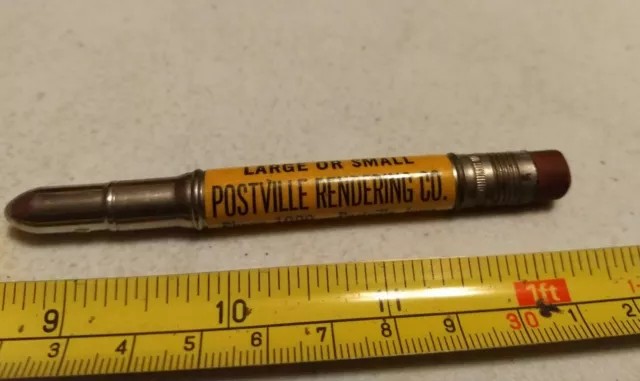 Vintage Postville Iowa Rendering Co Advertising Bullet Pencil