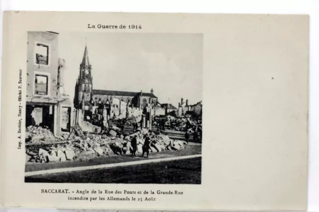 Baccarat Destruction France Ww1 14/18 The Great War Cpa 570