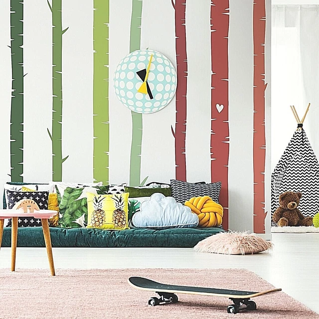 Colorful Birch Tree Wall Rainbow Wall Decals, Stickers, Wall Art Decoration 481