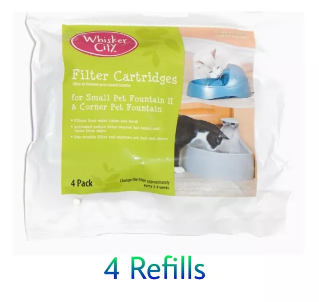 Whisker City Water Filter Cartridges - Corner or  Small Pet Fountain II, 4 ct