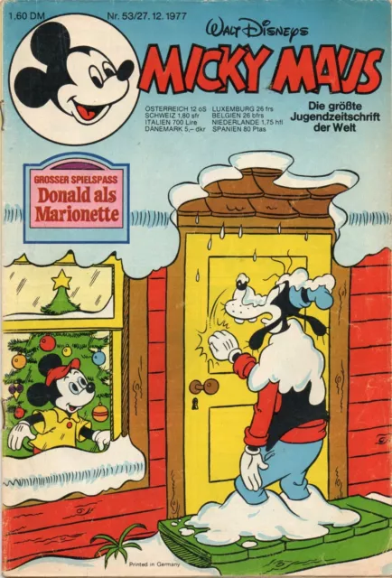 Micky Maus Comics Heft Nr 53 von 1977 Walt Disney Original Vintage Sammlerheft