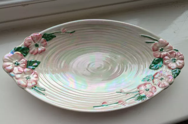 VINTAGE Iridescent Perlescent Lustre Bowl Dish Plate Maling England BLOSSOM Pink 3