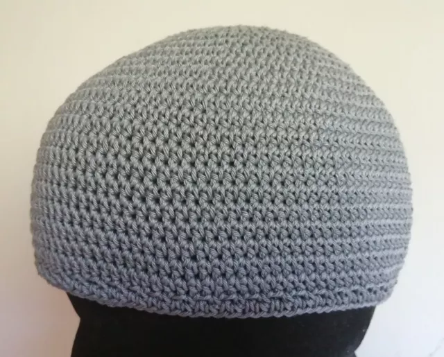 CAPPELLO UOMO DONNA GRIGIO COTONE PAPALINA ZUCCOTTO berretto coppola cuffia kufi 3