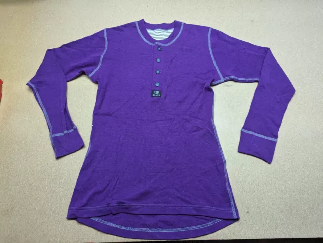 Janus Base Layer Shirt Womens Small Merino Wool Sport Outdoor Purple  Knit