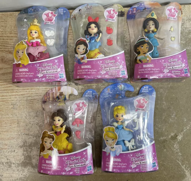 Lot of 5 Disney Princess Little Kingdom Snap-Ins Belle Snow White  Aurora Jasmin