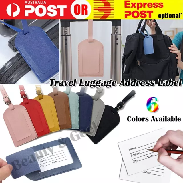 Luggage Tags PU Leather Suitcase Name Card Label Baggage Holiday Travel Address