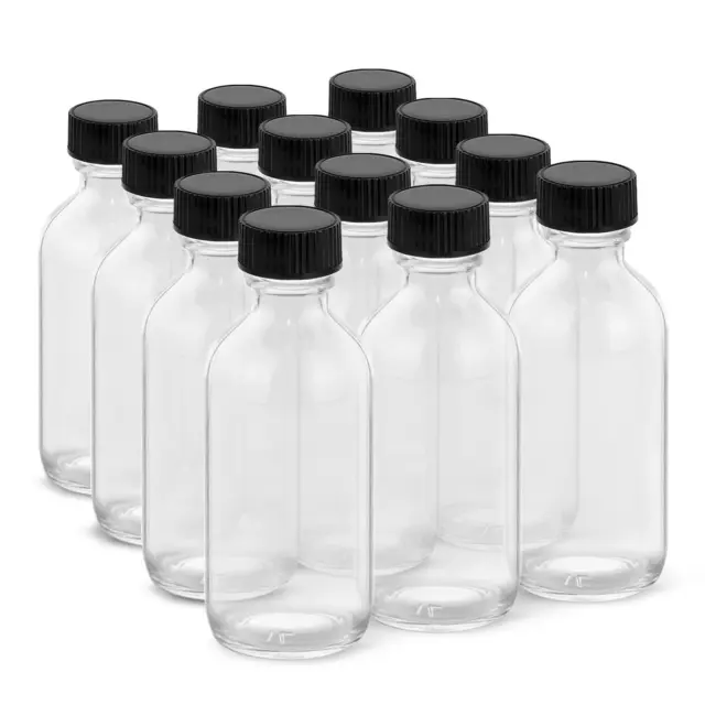 2OZ Small Glass Bottles with Lids and Funnels, 60ml Boston Round Glass Bottles,