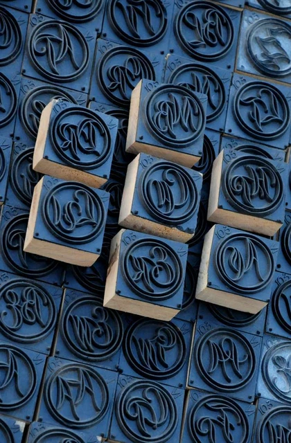 Jugendstil Wäschestempel Monogramm Schablone Textilstempel für Wäschestickerei