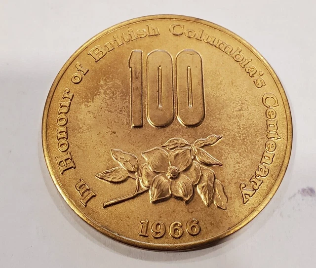 Canada Centennial Token - British Columbia Centenary 1966-1967 - UNC.
