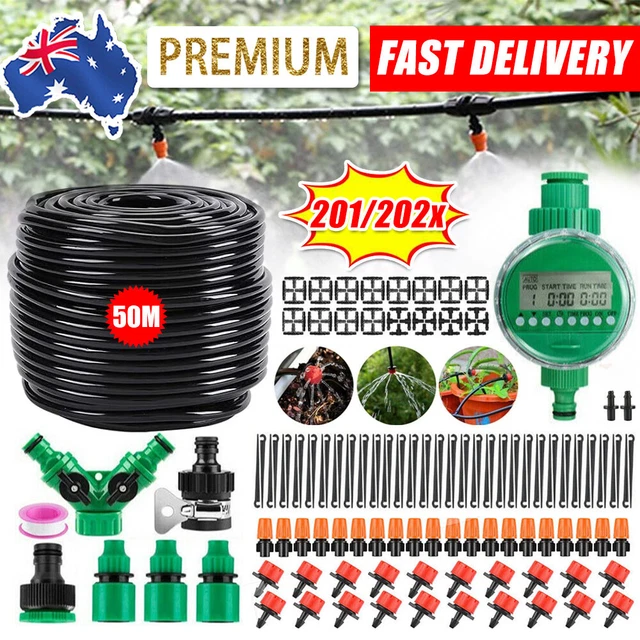 50M HOSE GARDEN Irrigation System with Timer Plant Watering DIY Micro