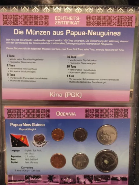 Kursmünzensatz Papua Neuguinea Kina 6 Coins