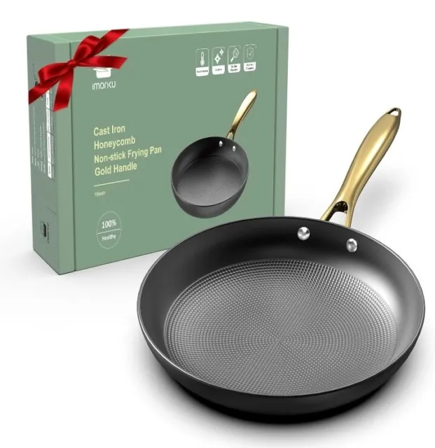 Imarku Non Stick Frying Pan Long Lasting 10 Inch Professional Cast Iron Skillet