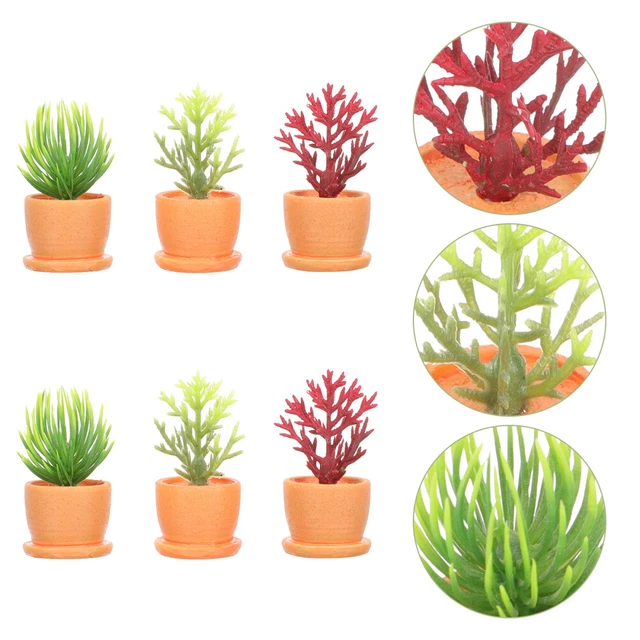 6 Pcs Resin Micro Landscape Model Artificial Bonsai Faux Flower Model