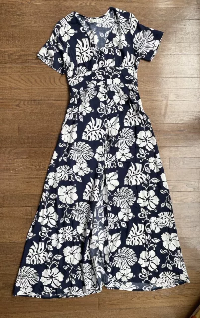 Roxy Short Sleeve Tropical Print Maxi Dress Size Small
