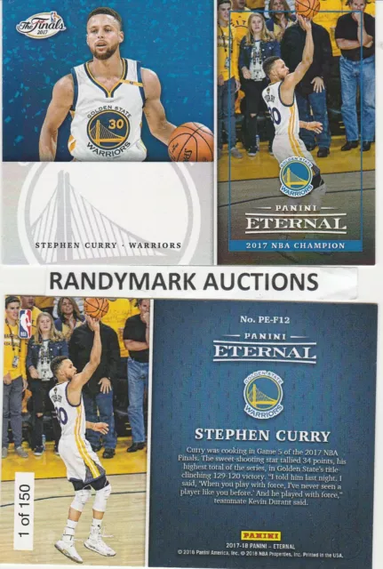 Stephen Curry WARRIORS 2017-18 PANINI ETERNAL FINALS NBA CHAMPIONS PE-F12 x/150