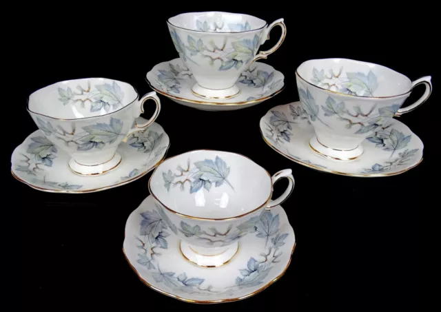 Royal Albert Porcelain Silver Maple 4 Hampton 2 3/4" Cup & Saucer Sets 1975-