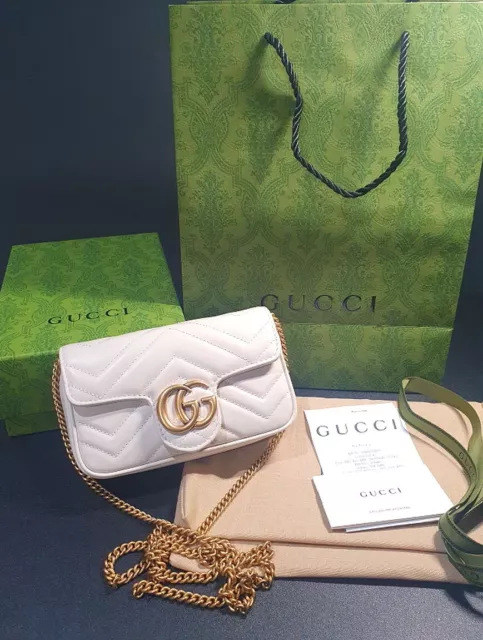 Gucci Marmont Mini Bag Authentic White Brand Women Crossbody Chain Handbag Women