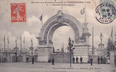 Carte postale ancienne postcard TOURCOING entrée principale timbrée 1907