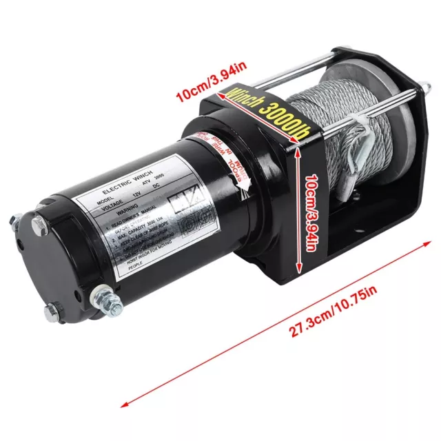 12V Electric Winch Motorwinde Seilwinde Draht Fernbedienung Kit für LKW SUV Boot 2