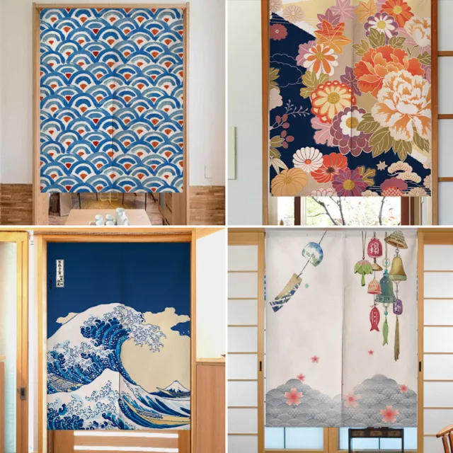 Japanese Style Door Curtain Cotton Linen Noren Cherry Blossom Blend Room Divider