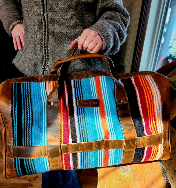 Leather Saddle Blanket Duffel Bag- Dreaming in Turquoise