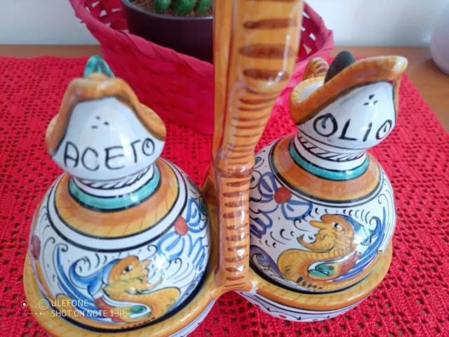 Set Olio-aceto e Sale-Pepe con vassoio Positano in ceramica di Deruta -  Ceramica Artistica