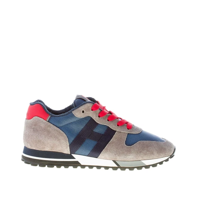 HOGAN SCARPE UOMO Sneaker H383 camoscio e tessuto grigio blu e