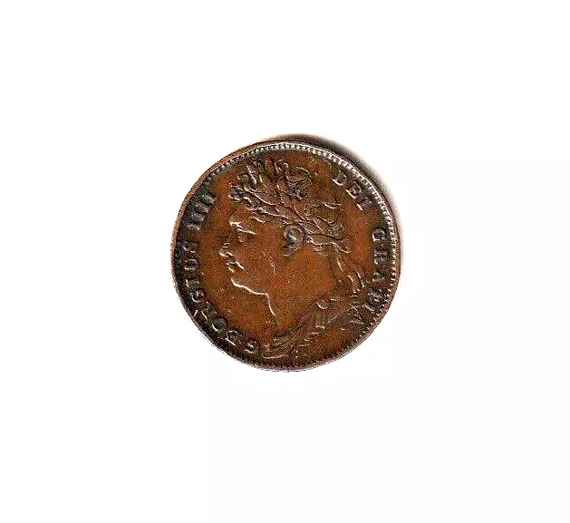 Great Britain 1823 Farthing. King George 1111. Letter I In Date.