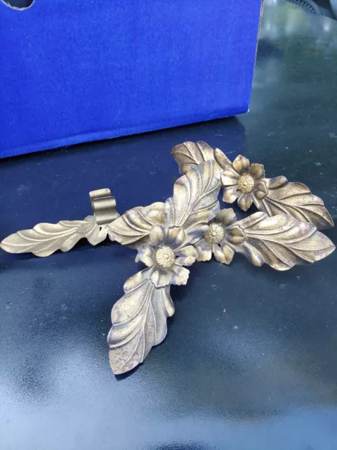 Pair of Heavy Vintage Brass cast Curtain hook,brackets art deco set of 4