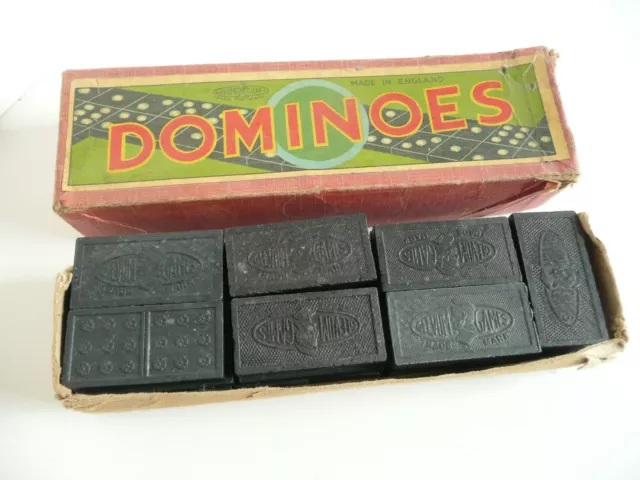 Vintage 30s 40s 50s Set of Boxed Wooden Dominoes Glevum Games