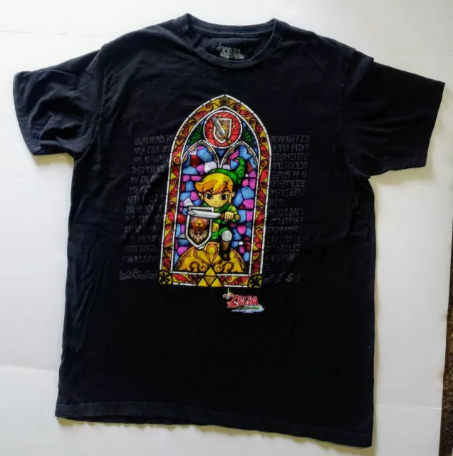 Legend of Zelda Wind Walker T Shirt Stained Glass Size L  Black