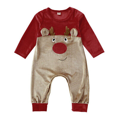 Infant Baby Boys Girls Clothes Long Sleeve My 1st Christmas Xmas Jumpsuit Outfit
