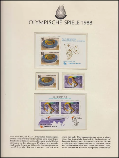 Olympia 1988 Calgary - Südkorea, 2 Blöcke+ Satz, Fackelläufer Olympia Stadion **