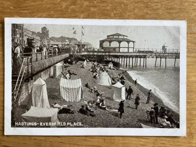 Vintage Postcard, Hastings, Pier, Eversfield Place, Beach Tents, Early View
